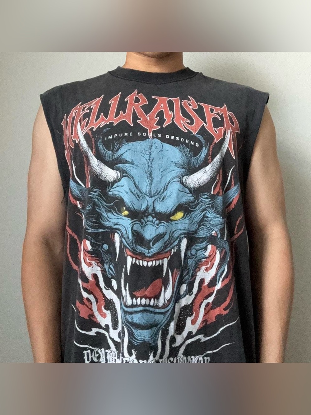 Hellraiser "Death Before Dishonor" Graphics Black Sleeveless Tee Shirt